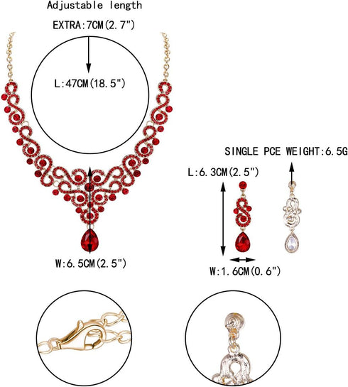 EVER FAITH Women's Austrian Crystal Art Deco Bridal Floral Wave S-Shaped Teardrop Necklace Earrings Set...