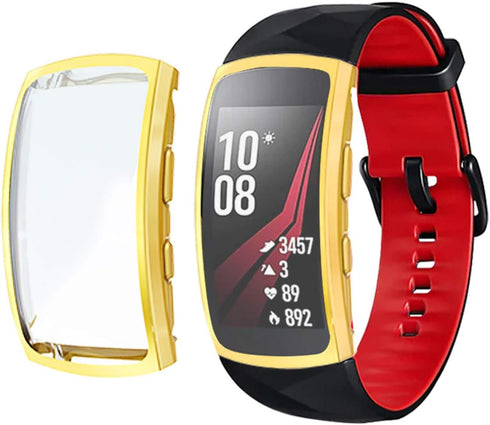 Compatible with Samsung Gear Fit2 Pro/Fit 2 Screen Protector Case Plated Ultra-ThinTPU 360° Whole Body Screen Protector Full Bumper Cover Shell (G...