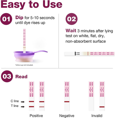 Easy@Home 60 Pregnancy Tests: Early Detection Precise Results Pregnancy Test Strips - Bulk Pregnancy Strips - 60 hCG Test Strips...