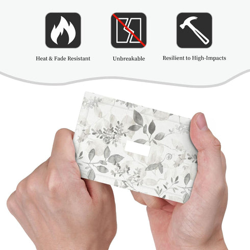 White Gray Grey Eucalyptus Leaf Floral 1 Gang Light Switch Plate Outlet Decorative Single Toggle Wall Plate Cover Electrical Switchplate Faceplat ...