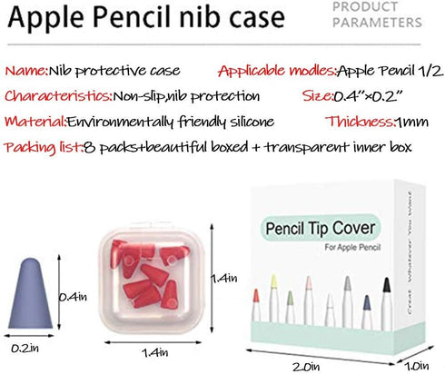 OneCut 8 Pcs Silicone Pencil Nib/Tip Protector Cap for Drawing Noiseless Compatible for Apple Pencil 1st/2nd Replacement Non-Slip Writing Nib/Tip ...