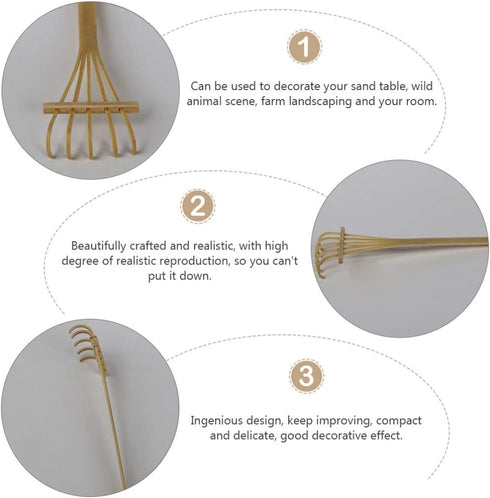EXCEART 2pcs Five-Tooth Bamboo Sand Rake Mini Bonsai Accessories rake for Zen Garden Office Desk Accessories Zen Garden Accessory Sandbox for Mini...