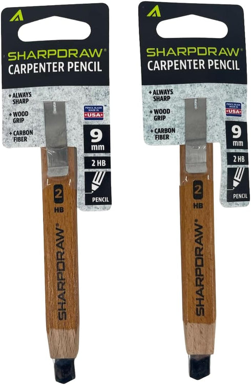 Sharpdraw Mechanical Carpenter Pencil - Carbon Fiber Lead for Razor Sharp Lines - 2 Pack...