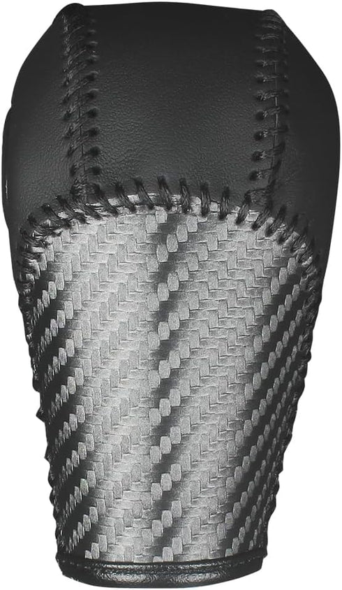 Custom Fit Black Genuine Leather Gear Shift Knob Cover for GMC Acadia 2007 08 09 10 11 12 13 14 15 2016 Automatic Accessories (Black pattern black...