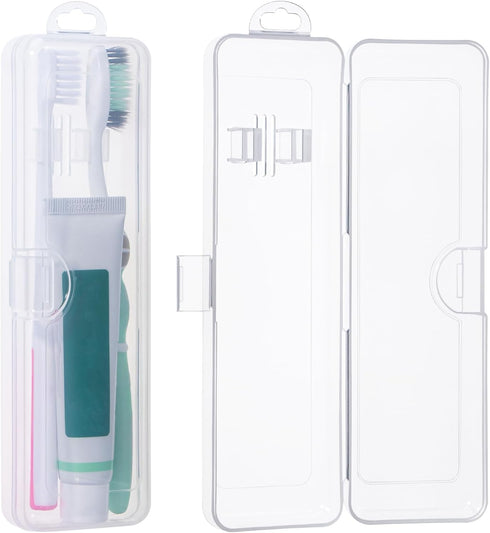 Toothbrush Case 2 Packs, Transparent Toothbrush Travel Case, Plastic Toothbrush Holder Travel Size, 7.87 x 2.36x 1.18 inches Portable Toothbrush C...