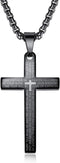 Stainless Steel Lord's Prayer Necklace for Men Women Cross Pendant for Car Rear View Mirrors, Decorative Automobile Hanging Charm Ornament with Bi...