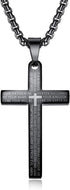 Stainless Steel Lord's Prayer Necklace for Men Women Cross Pendant for Car Rear View Mirrors, Decorative Automobile Hanging Charm Ornament with Bi...