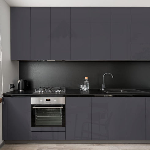 Abyssaly Gray Wallpaper Glossy Vinyl Film Removable Self-Adhesive Peel and Stick Wallpaper Decorate Grey Paintable Wallpaper Kitchen Cabinet Furni...