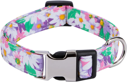 Rhea Rose Cute Floral Dog Collars with Rose Sunflower Daisy Patterns for Girl boy Dogs Purpler Sunflowers L...