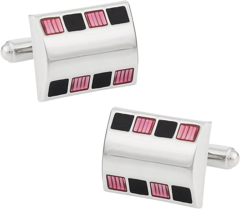 Beveled Pink and Black Rectangular Cufflinks with Presentation Box...