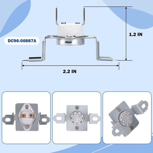 Dryer Thermal Thermostat Kit DC96-00887A & DC47-00016A Thermal Fuse & DC47-00018A Thermostat Fit for Samsung Thermal Fuse Dryer, Replacement for Samsung & Kenmore Dryers