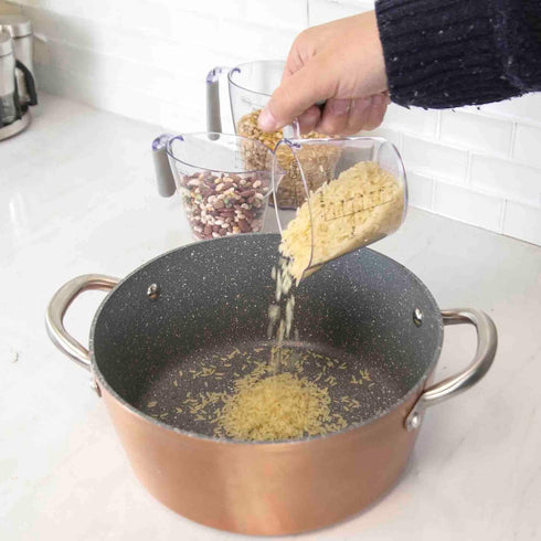 Home Basics 3 Piece Plastic Measuring Cup Set with Rubber Grip Handles, Clear...