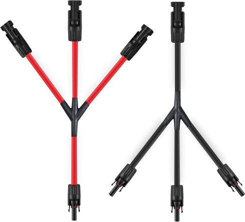 3 to 1 Solar Connectors Y Branch Parallel Adapter 10AWG Cable for Solar Panel (Red & Black)...