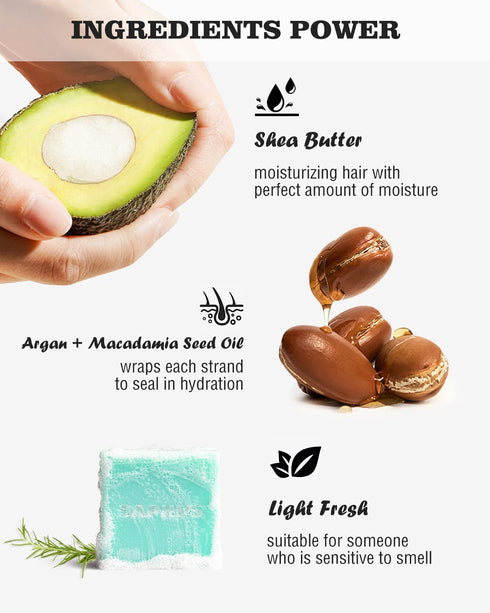 6Pcs Shampoo Bars for Hair with Conditioner Effective (8.46oz), Natural Ingredients Solid Shampoo, Sulfate Free, Plastic Free, Travel Friendly...