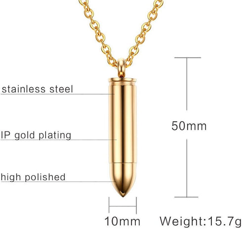 Lot of 3 Stainless Steel Memorial Cremation Ash Urn Vial Tube Bullet Pendant Keepsake Necklaces, 3 Colors Included...
