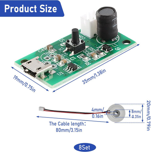 8 Pcs Atomization Disc, DC 5V USB Humidifieration Atomization Disc Mirco Interface, Atomization Disc Mist Maker, Atomization Module with Timing Sw...