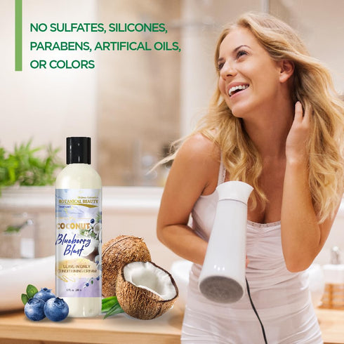 Coconut Blueberry Blast Leave-In Daily Conditioning Cream for Hair Softening, Detangling, Damage Repairing and Breakage Prevention 8 Fl. Oz. 240 m...