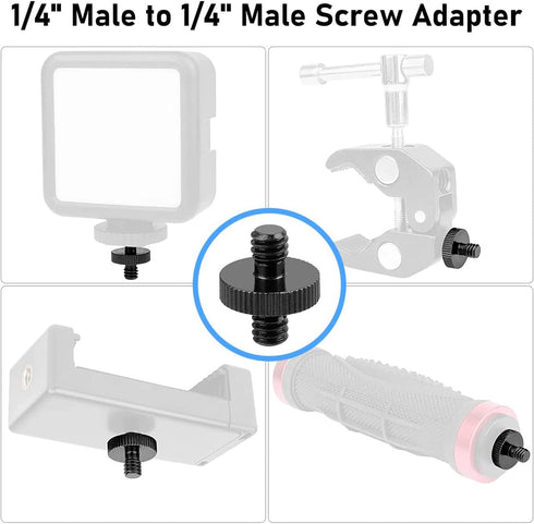 Threaded Tripod Screw Adapter Double Head Stud Standard Mounting Thread Converter 1/4" Male to 3/8" Female Adapter Set for Camera Cage Mount Light...