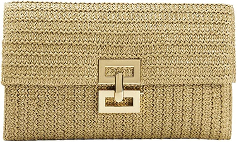 Obosoyo Summer Straw Clutch Purses for Women Boho Woven Beach Bag Envelope Wallet Flap Handbags Cell Phone Evening Purse...
