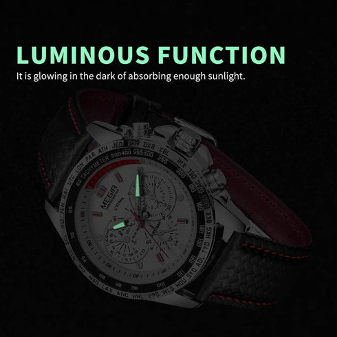 MEGIR Men Analog Luminous Casual Fashion Quartz Watch with PU Strap Big Dial Calendar for Business Work School Outdoor...