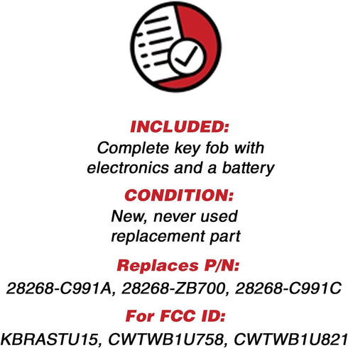KeylessOption Keyless Entry Remote Fob Uncut Blank Car Ignition Key for Nissan Infiniti KBRASTU15 (Pack of 2)...