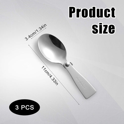 3pcs Replacement Spoon for Thermos, Foldable Spoon Portable Stainless Steel Spoon for Outdoors Travel Replacement Parts Compatible with Thermos Fu...