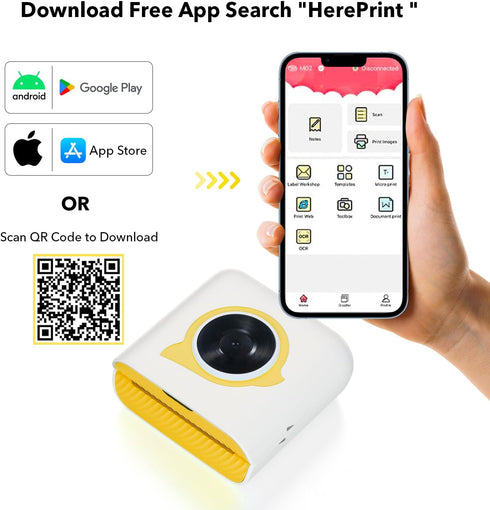 Bisofice Pocket Printer Wireless Bluetooth Thermal Printers, Label Maker, for DIY, Photo Printing, Study Notes, Journal, Work Plan, Inkless Smart ...