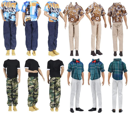 E-TING 3 Sets Leather Jacket Casual Wear T-Shirt Pants Pack Summer Shorts with 3 Pairs of Shoes for 12-inch Boy Doll?Random Pick?...