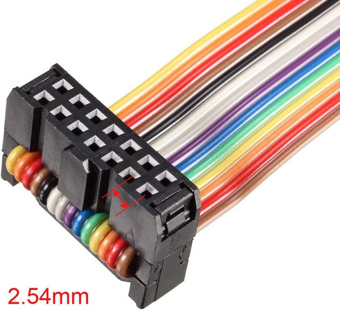 uxcell IDC Rainbow Wire Flat Ribbon Cable 14P D-type FC/FC Connector 2.54mm Pitch 1m/39.3inch Length...