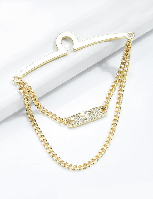 Men's Tie Clips Tie Chain with Charm Cravat Collar Pins Link Style Tie Chain with Gift Box...