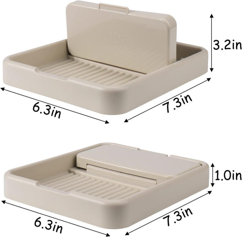 Spoon Rest for Kitchen Counter - 2Pack Spoon Holder for Stove Top, Pot Lid Holder with Drip Pad for Ladle|Spatula|Tongs|Forks|Utensil Holder Organ...