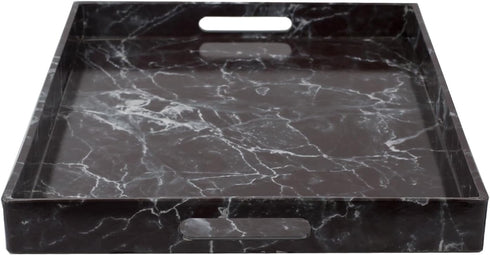 HDS Serving Tray Trading 18 x 13 Coffee Tray Faux Marble, Black...
