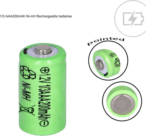6 Packs 1/3aaa 200mah 1.2v NI-MH Rechargeable Battery for Outdoor Solar Garden Art Light Battery (Not AAA Standard Size Batteries, 1/3 The size of...