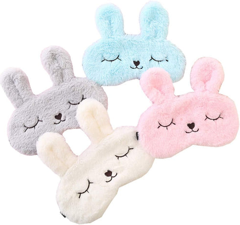 4 Pack Cute Animal Rabbit Sleeping Eye Mask Soft Plush Blindfold Sleep Masks Eye Cover for Kids Girls Women Home Sleeping Traveling...