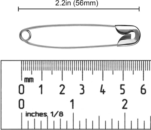Large Safety Pins 2.2 inches (56mm), Size 4, 200 pcs, Nickel - Plated Steel (200)...