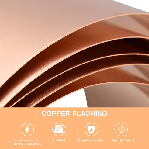 uxcell Copper Sheet Roll 2000mm x 200mm x 0.1mm, 99.9% Pure Copper Strip Copper Flashing Metal Foil Plate for Electricity DIY Projects (Multiple S...