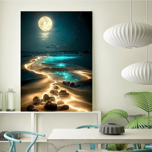 KEUASDV Diamond Painting Kits for Adults, Seaside Moon 5D DIY Diamond Art Kits Full Drill Diamond Dots for Gift Wall Decor and Relaxation Gem Arts...