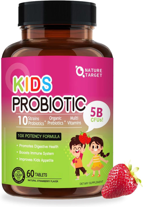 Kids Probiotic - 5 Billion CFUs Probiotics + Prebiotics For Kids Digestive Health, Immune Support & Appetite Booster, Kids Oral Probiotics For Tee...