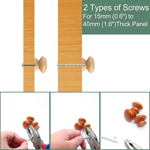 15PCS Round Wood Drawer Knobs, 1-3/8 inch Diameter Mushroom Knobs Wooden Cabinet Pulls Handles with Mounting Screws for Furniture - Wood Grain...