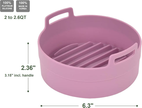 jNE Premium Air Fryer Silicone Pot, Bowl, Basket | Food Safe Air Fryers Oven Accessories | Easy to Clean | Replacement of Parchment Liners | 6.3 i...