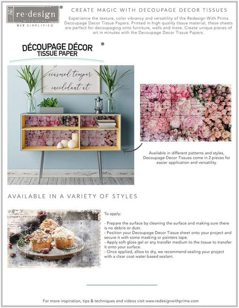 Redesign with Prima, Redesign Decoupage Decor Tissue Paper Newsprint,1 Sheet (19"x30") Redesign Tissue Decoupage Paper 655350654993...