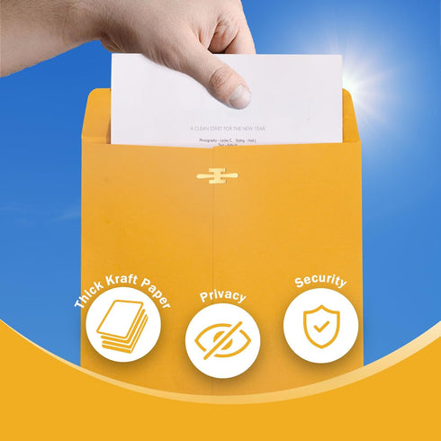 6x9 Clasp Envelopes - 20 Pack, Goefun Manila Envelopes 6x9, 100GSM Heavy Kraft Paper, Brown Yellow Mailing Envelopes 6x9...