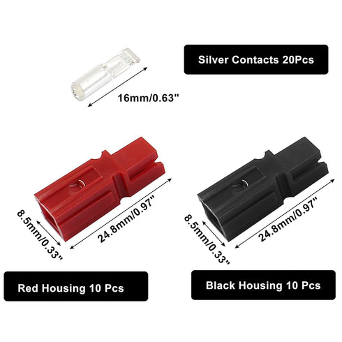 40Pcs 30Amp Power Connector 20-12AWG, Quick Disconnect Powerpole Connectors, 10Pcs Red Housing, 10Pcs Black housing, 20Pcs 30A Contacts Modular Po...