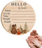 Personalized DIY Wood Birth Announcement Card Round for Newborn Baby I'm Here Wooden Plaque for Baby Name and Birth Detail (Style 3)...