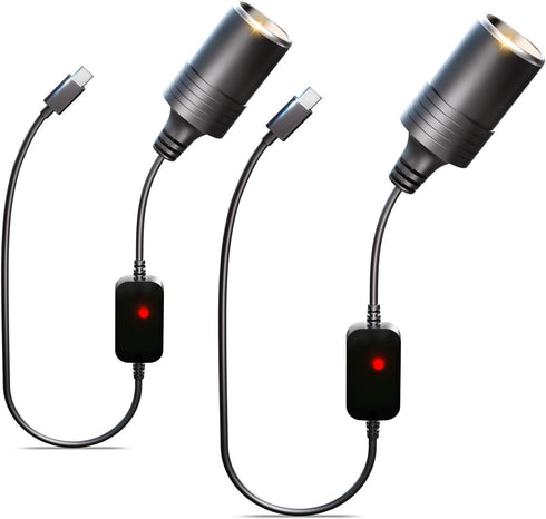 USB C to 12V Adapter, USB C to 12V Cigarette Lighter Adapter PD3.0 Type C Male to 12V Cigarette Lighter Socket Female Cable for Dash Cam Power Ban...