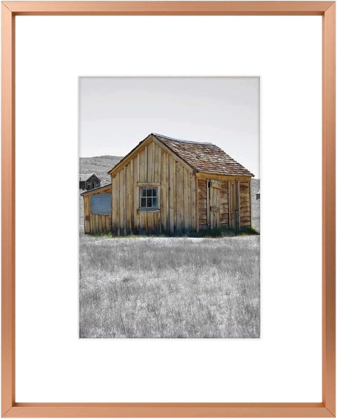 Golden State Art, 8x10 Rose Gold Picture Frame Display Photo 5x7 with Mat or 8 x 10 Without Mat for Wall Mounting, Classic Satin Aluminum Frames w...