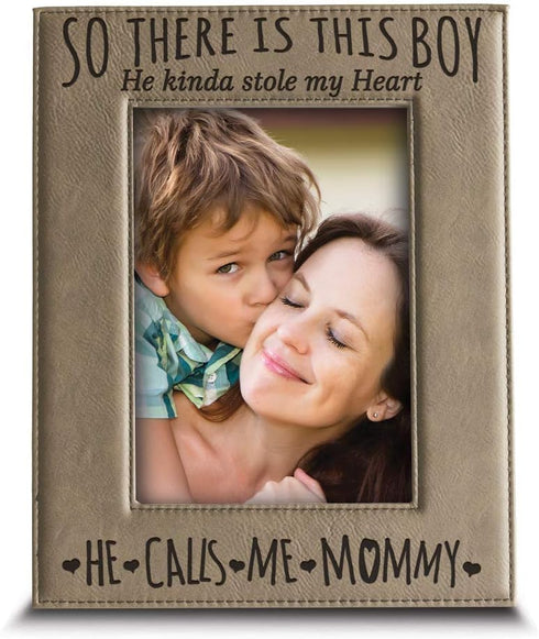BELLA BUSTA- So There is This Boy he Kinda Stole my Heart,He Calls me Mommy-Mommy and Me-Mother's Day Gift-Mother and Son-Engraved Leather Picture...