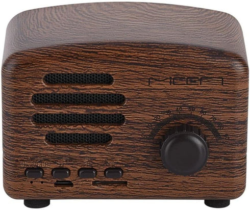 Wireless Bt Speaker, Portable Wooden Retro Desktop Speaker Bass Stereo FM Radio Speaker Support USB TF Card Fit for Travel Home Beach Bathroom Out...
