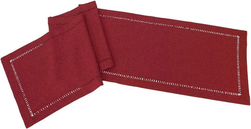 Grelucgo Handmade Hemstitched Polyester Rectangle Table Runners Dresser Scarves, Cranberry 14x84 inch...
