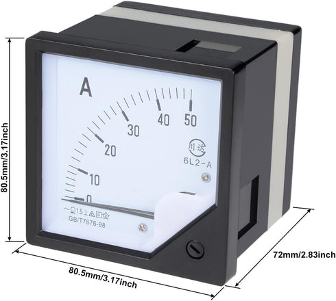 uxcell AC 0-50A Analog Panel Ammeter Gauge Ampere Current Meter 6L2 1.5 Error Margin...